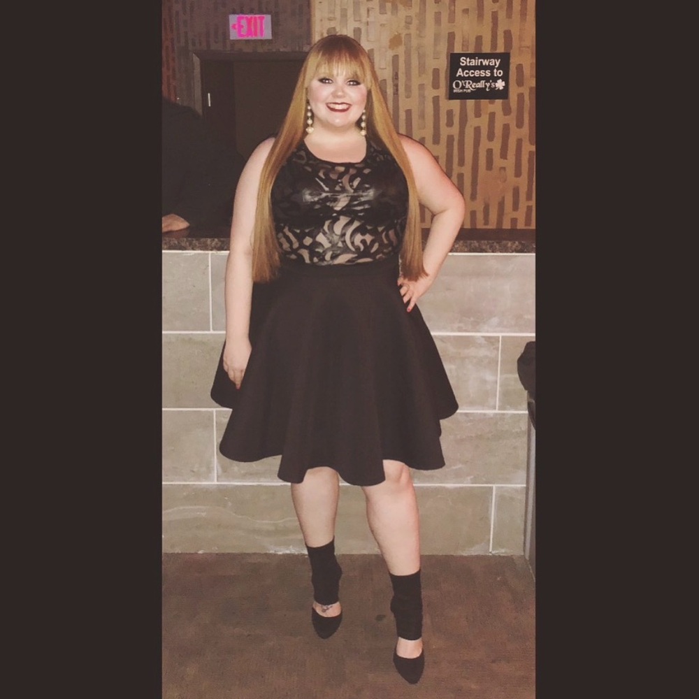 Fashion To Figure Black Dress With Sheer Top
